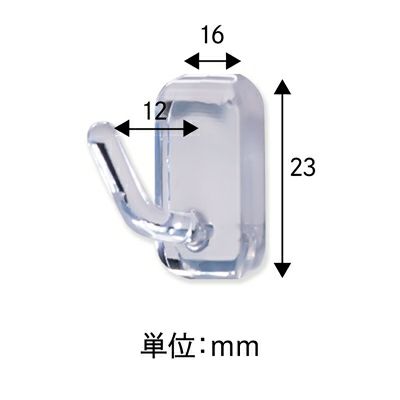 【クリックポスト対応】クリア粘着フック スクエア 耐荷重150gタイプ 4個入