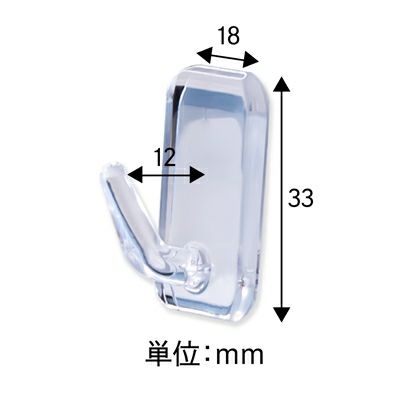 【クリックポスト対応】クリア粘着フック スクエア 耐荷重300gタイプ 3個入