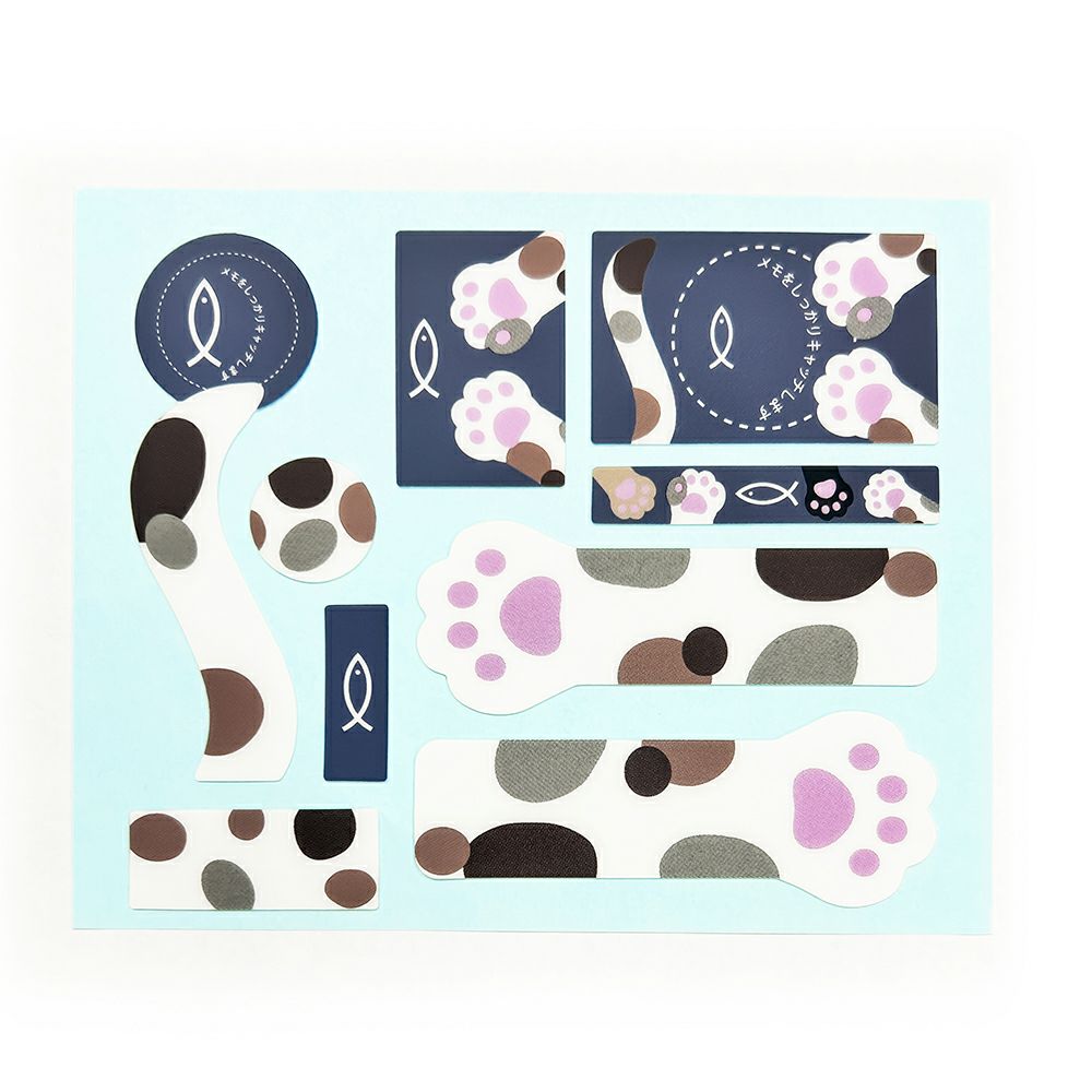 【クリックポスト対応】メモトメ　ミケネコ柄 9片 1シート入り