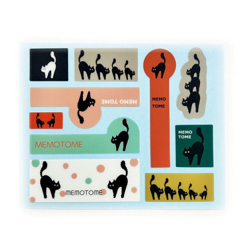 【クリックポスト対応】メモトメ　クロネコ柄 10片 1シート入り