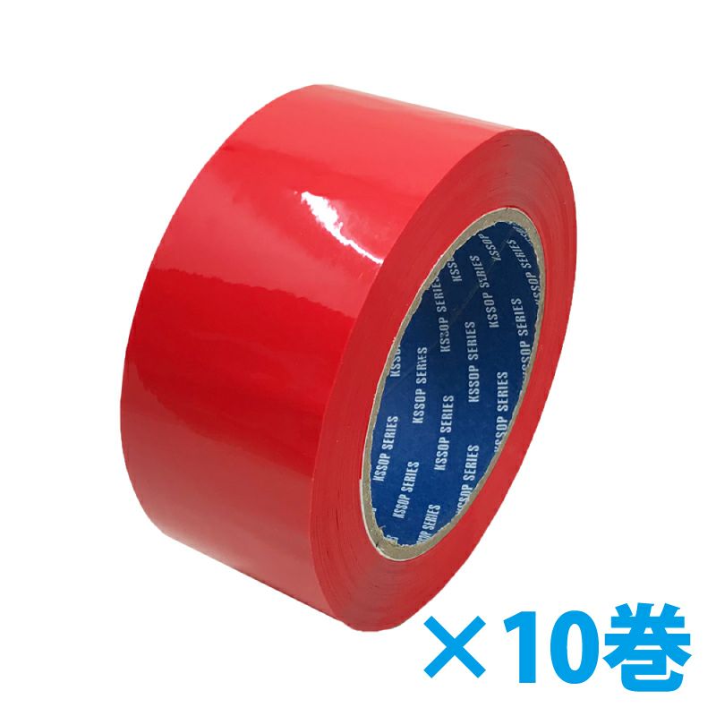 梱包用 OPPテープ（赤）48mm幅×100m巻（50μ）10巻