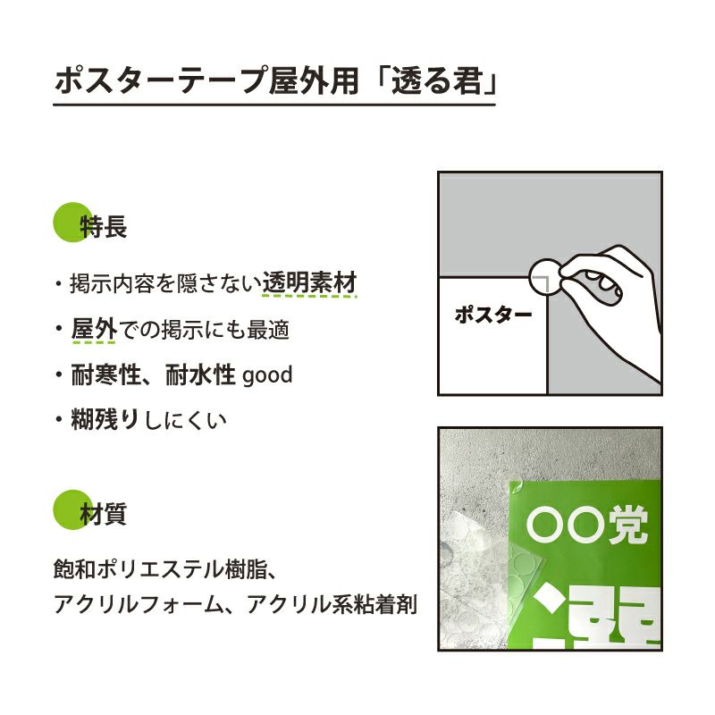 【クリックポスト対応】ポスターテープ屋外用　透る君　5シート入り